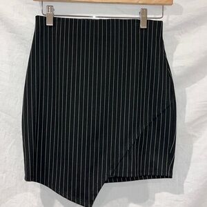 pinstriped woman’s pencil skirt.